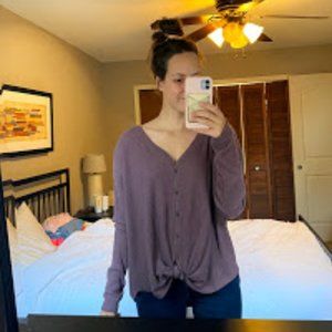 Wild Fable Tie Front Waffle Knit Long Sleeve